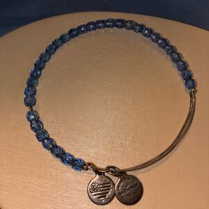 Alex and Ani Blue Glass Beaded Bracelet with Silver Charms